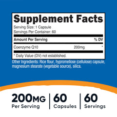 Nutricost CoQ10 200mg capsules ready for daily routine.