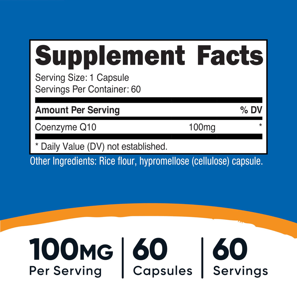 Nutricost CoQ10 60 capsules bottle suitable for vegetarian diets