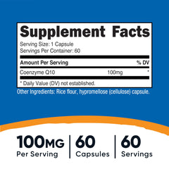 Nutricost CoQ10 60 capsules bottle suitable for vegetarian diets