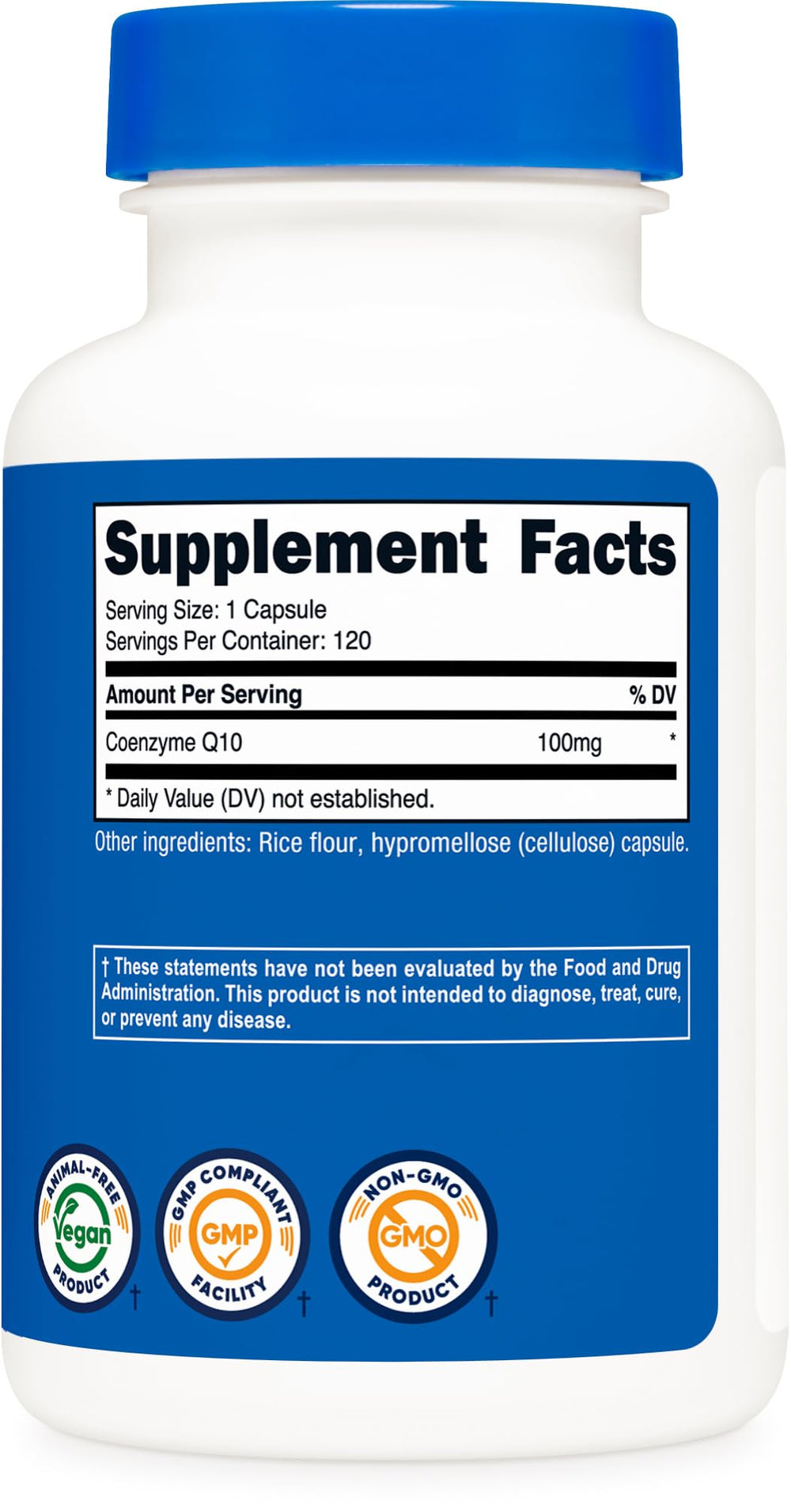 Nutricost CoQ10 capsule closeup reveals smooth, easy-to-swallow shell