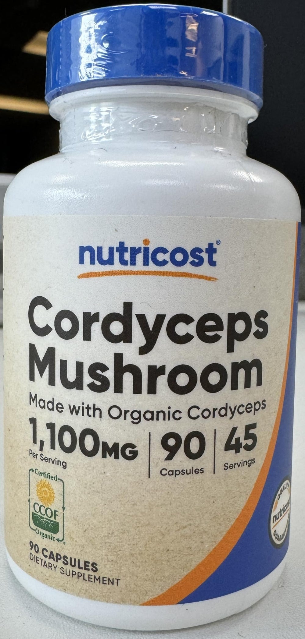 Nutricost bottle label noting 550 mg per capsule and 1100 mg per serving.