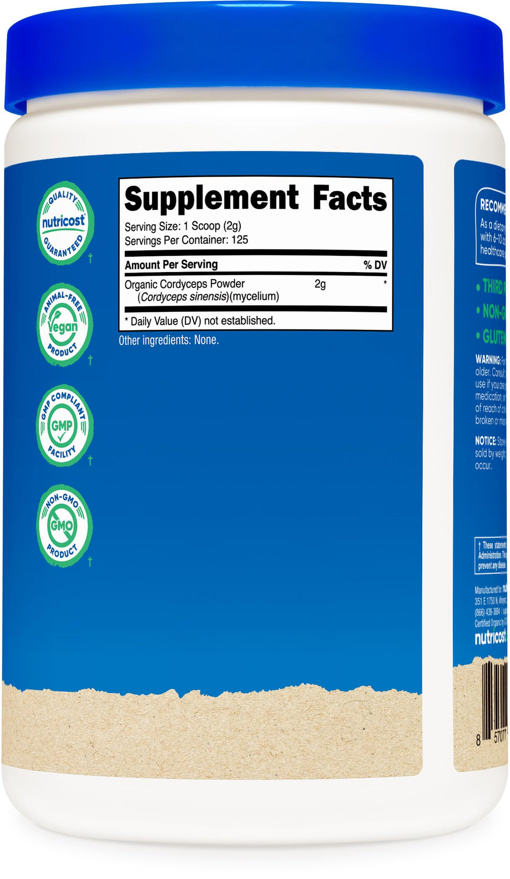 Nutricost Cordyceps powder facility image suggesting GMP-compliant production quality.