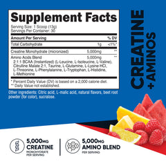 Nutricost Creatine + Aminos powder with measuring scoop ready to mix.