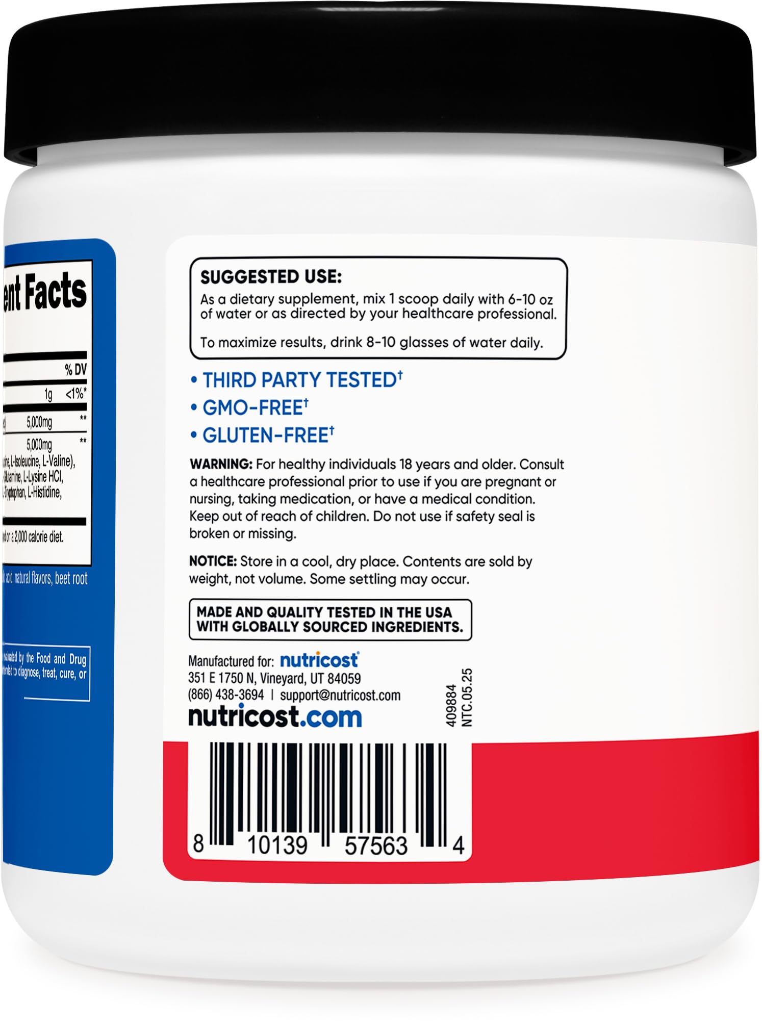 Nutricost Creatine + Aminos glass pouring into a shaker for workouts.