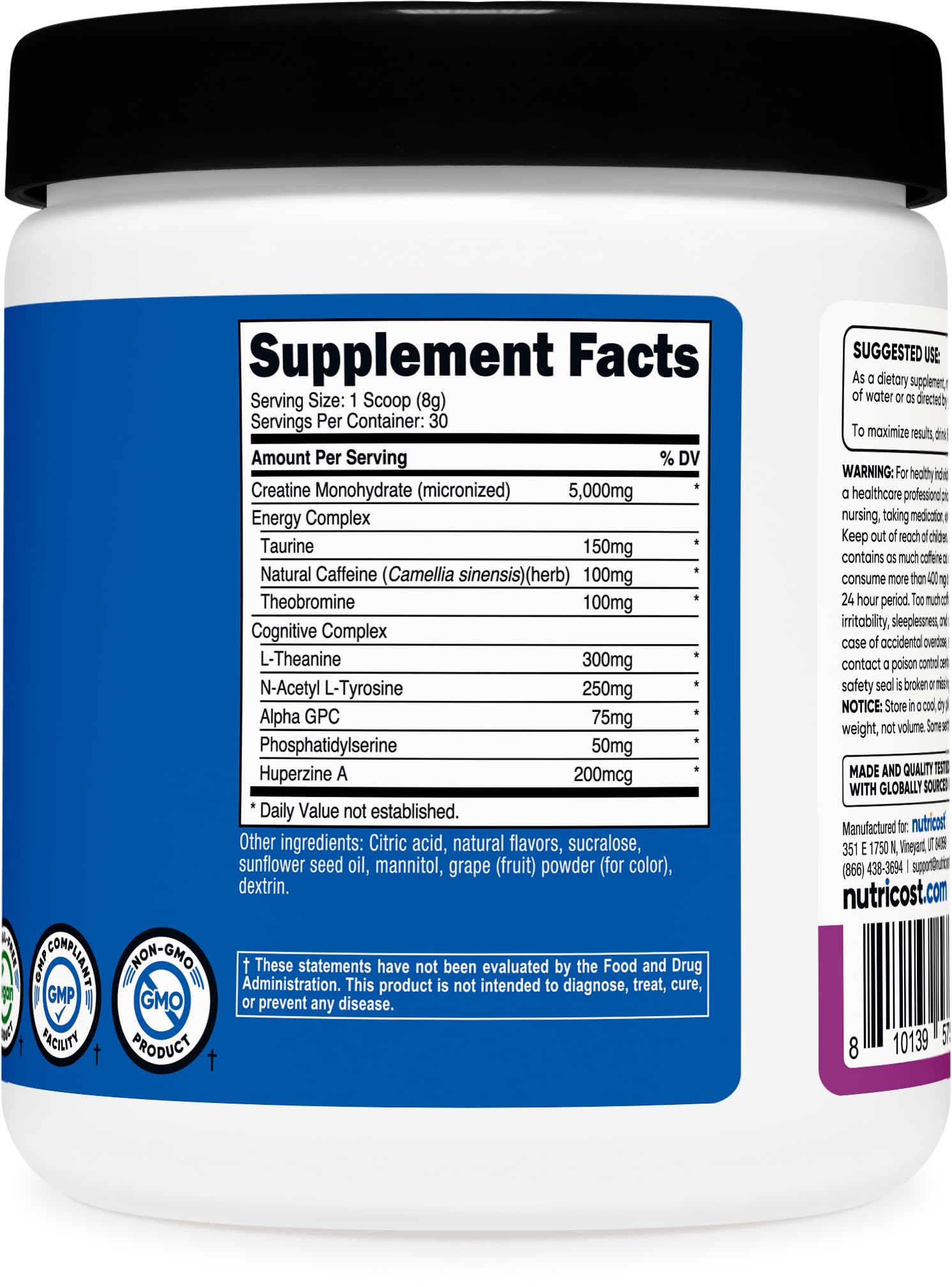 Nutricost Creatine Energy grape glass close-up for refreshing post-workout drink.