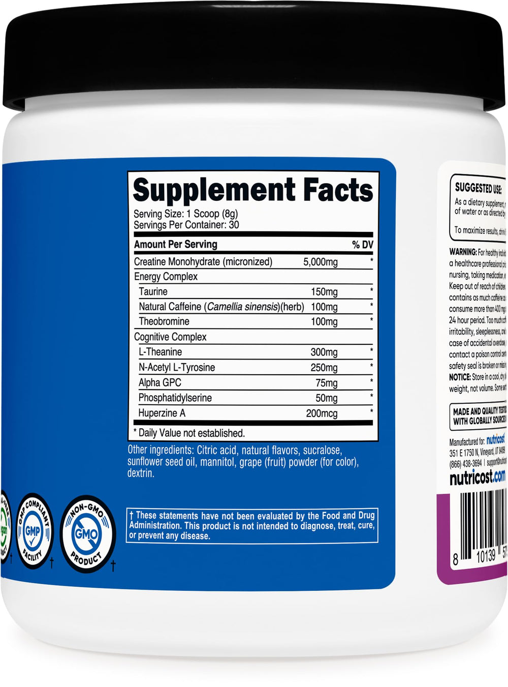 Nutricost Creatine Energy grape glass close-up for refreshing post-workout drink.
