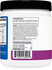 Nutricost Creatine Energy grape serving scoop demonstrates convenient daily dose.