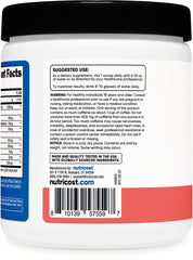 Nutricost Creatine + Energy watermelon label info highlights vegan-friendly, GMO-free formula