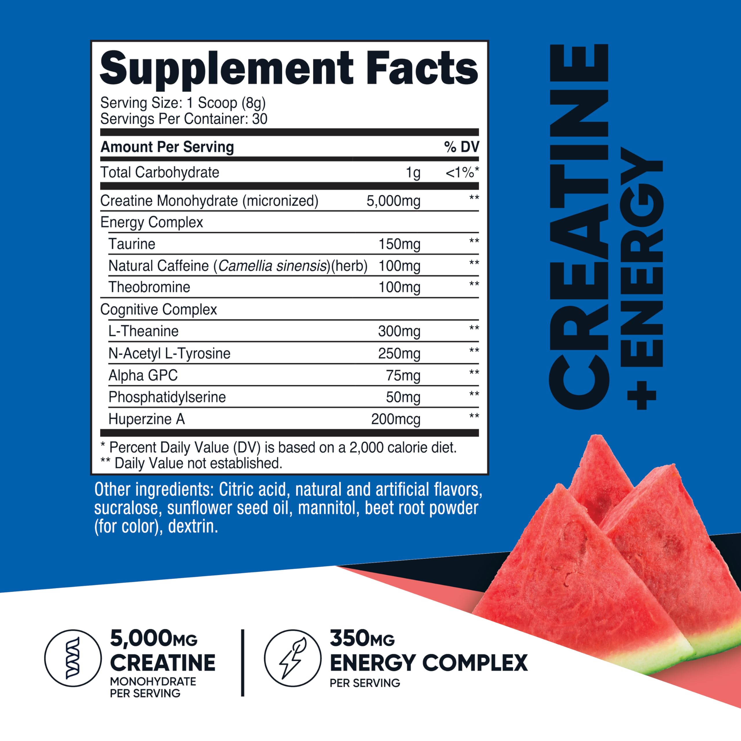 Nutricost Creatine + Energy watermelon scoop dispense supports consistent daily supplementation