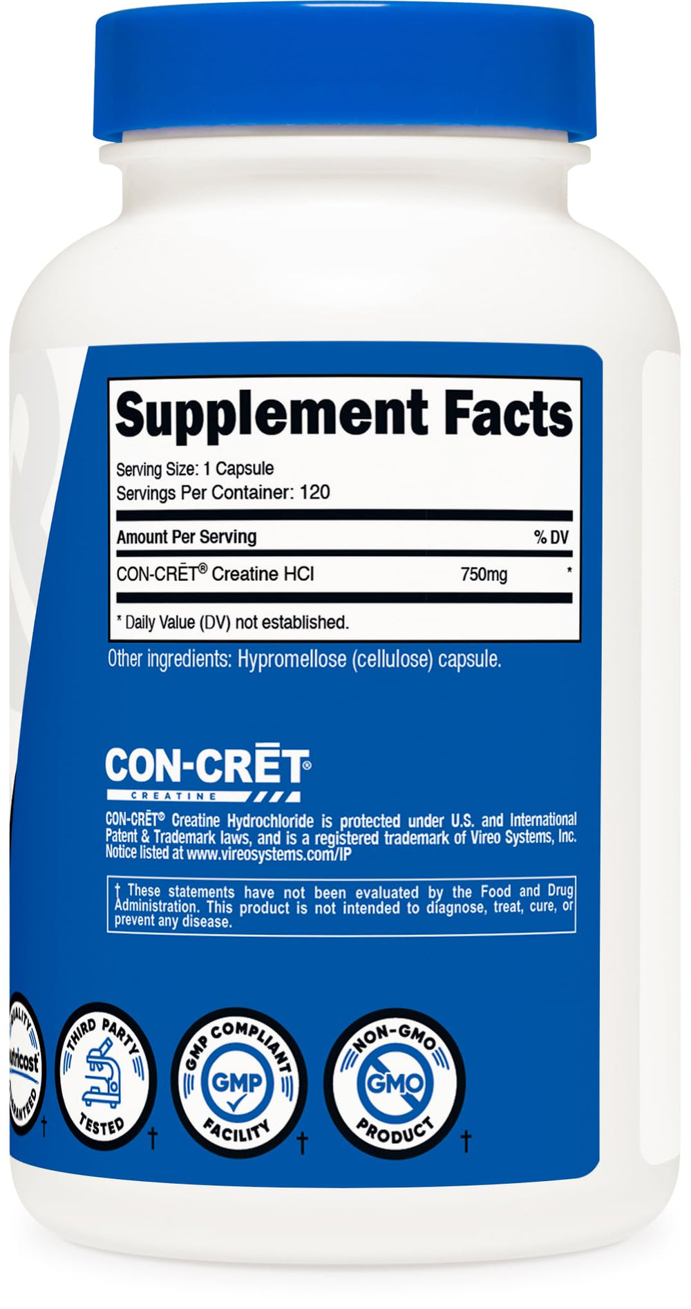 Nutricost Creatine HCl bottle on table ready for daily supplementation.