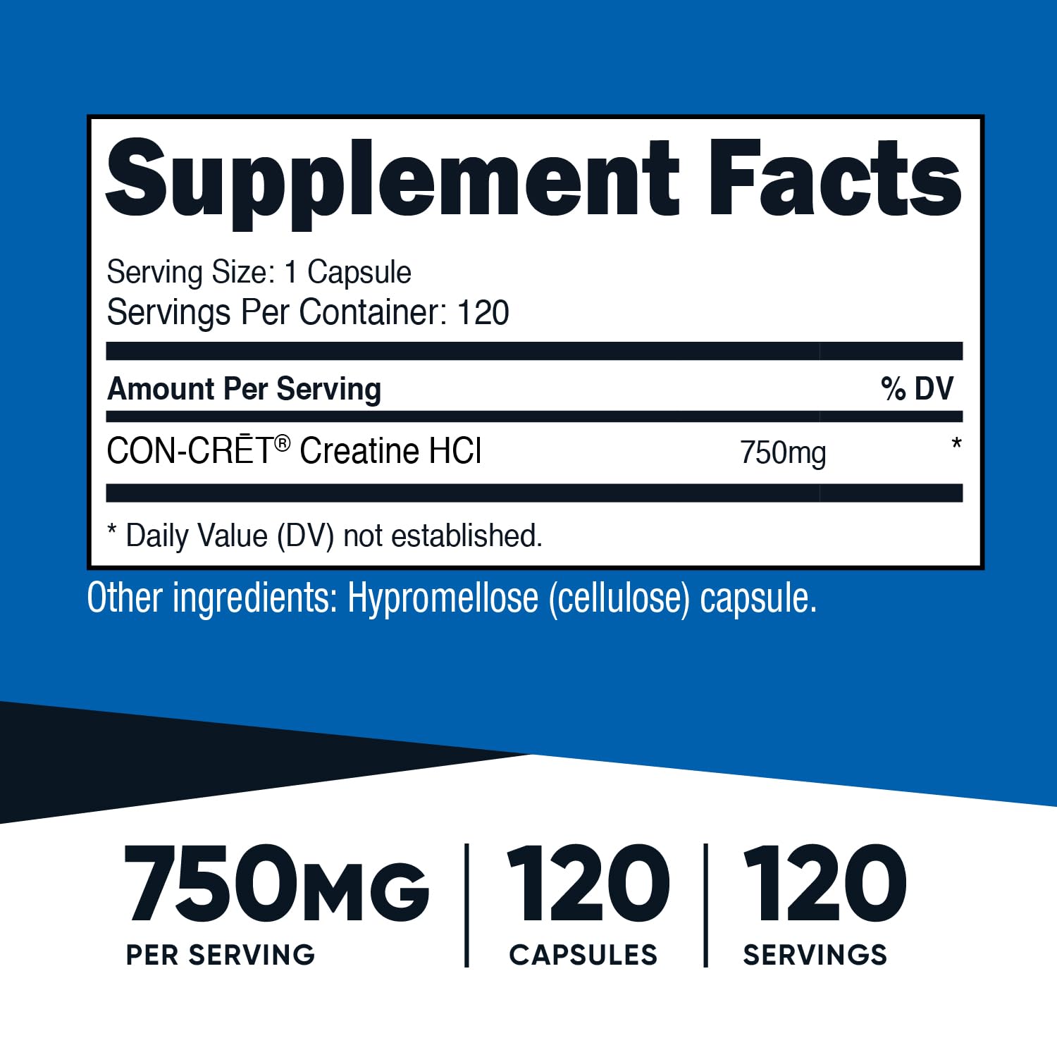Nutricost Creatine HCl capsules closeup highlights compact gluten-free supplement for daily use.