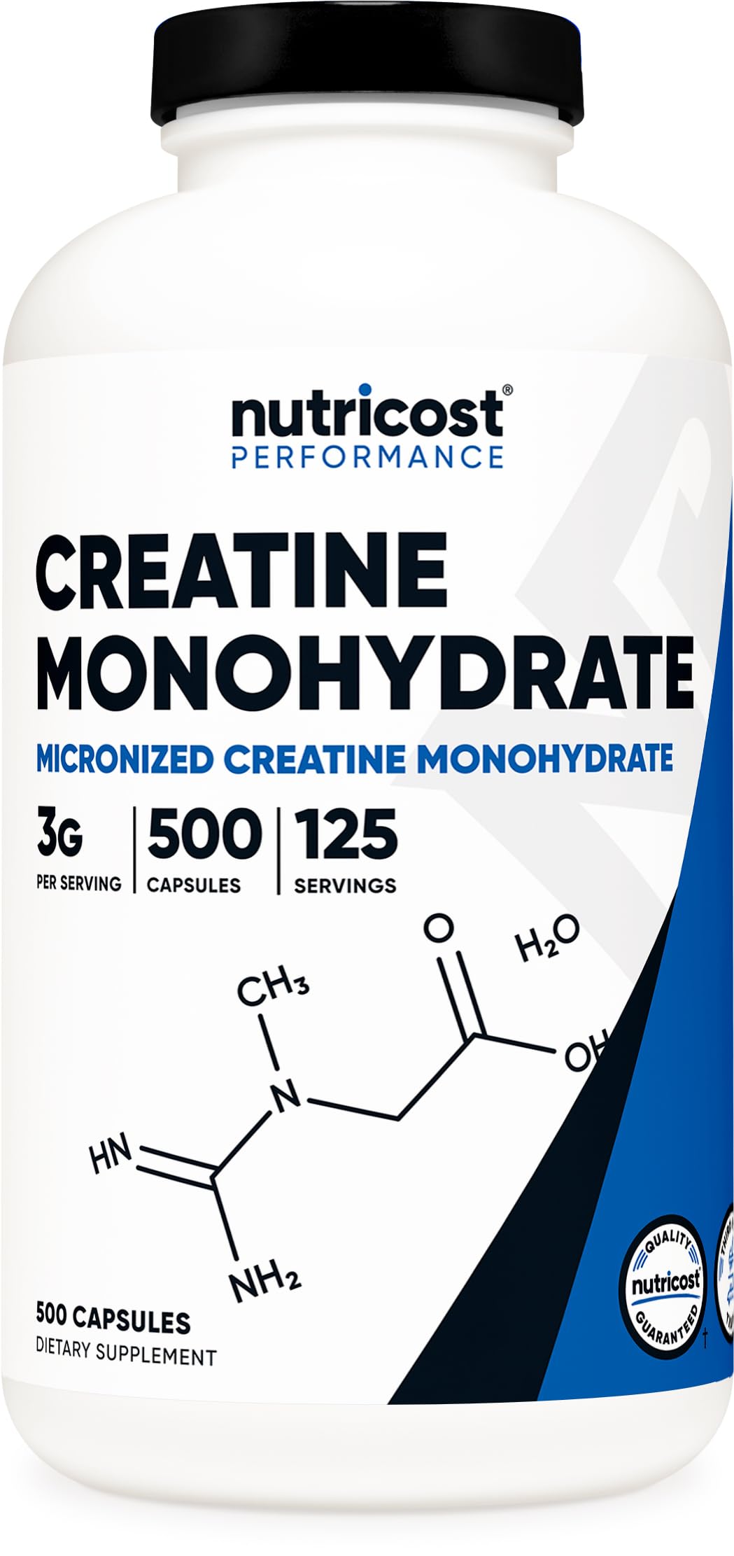 Nutricost creatine micronized bottle front for daily use