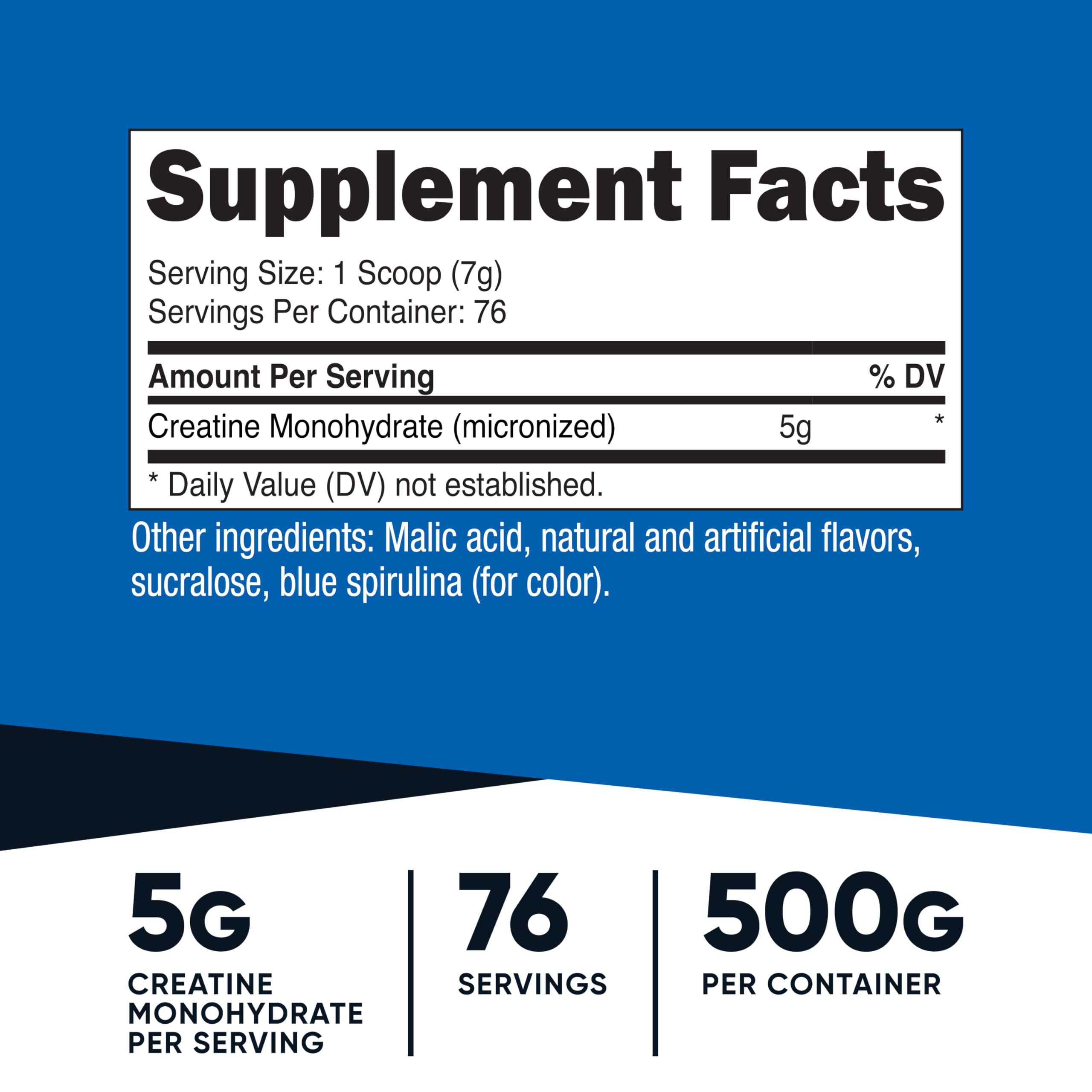 Nutricost blue raspberry scoop for quick pre-workout serving