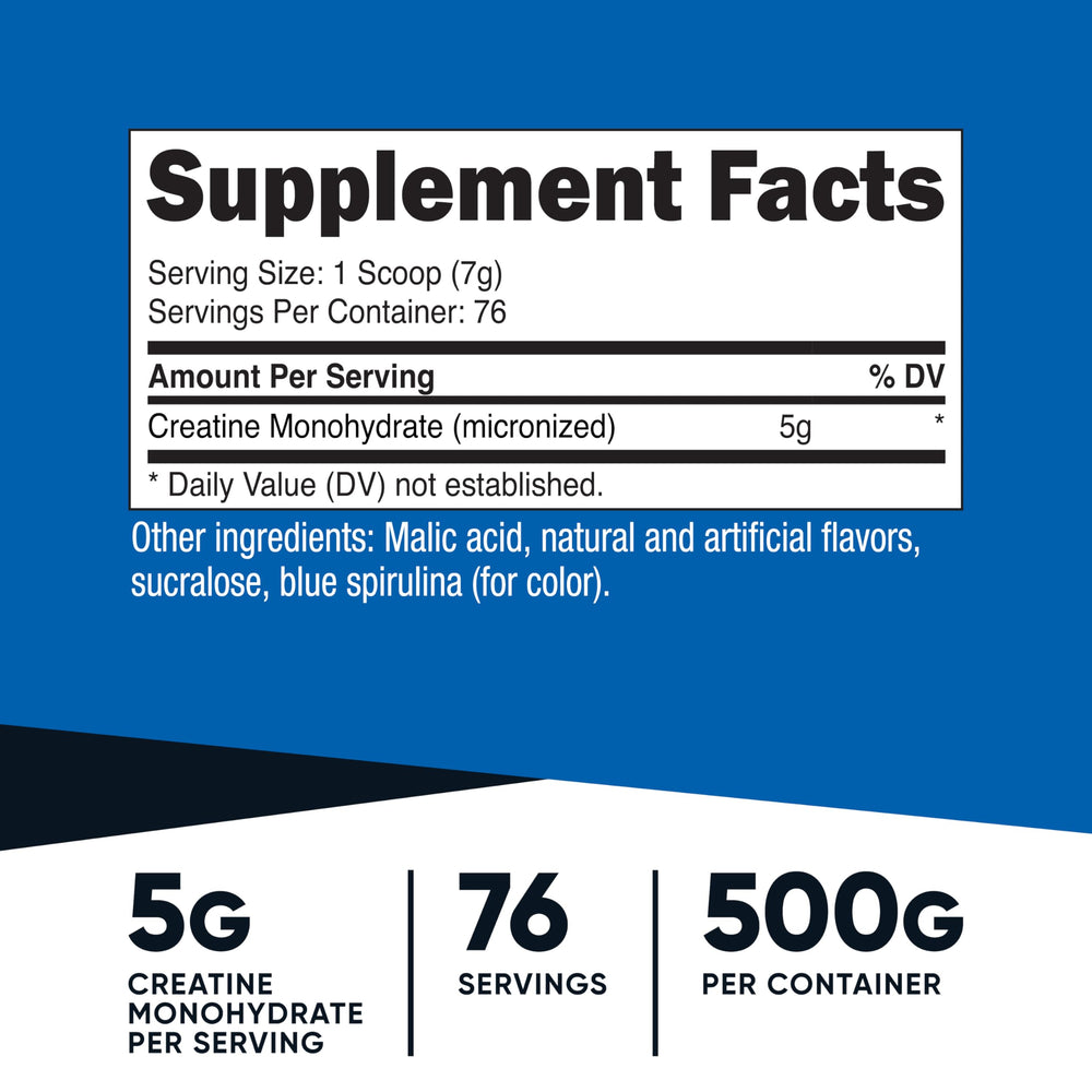 Nutricost blue raspberry scoop for quick pre-workout serving