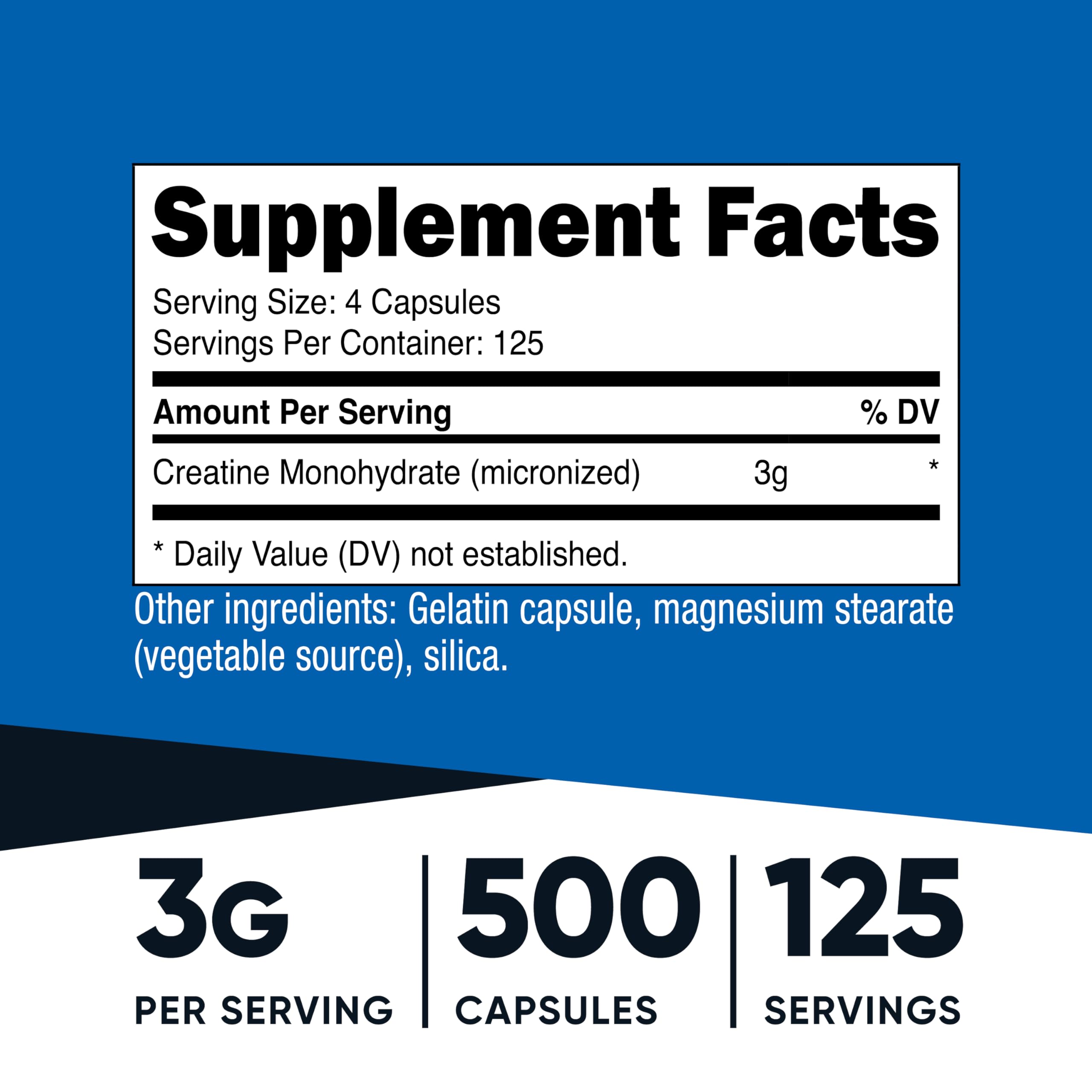 Nutricost Creatine Monohydrate capsules on table ready for daily training