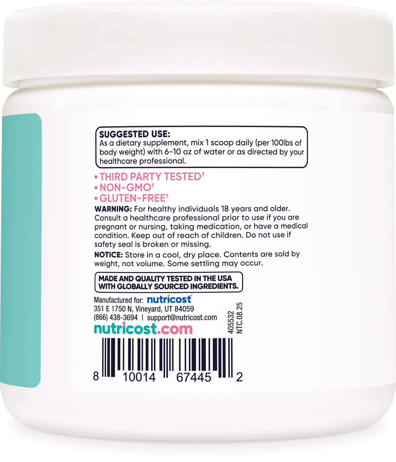 Nutricost gluten-free, vegetarian-friendly creatine powder supports training routines.