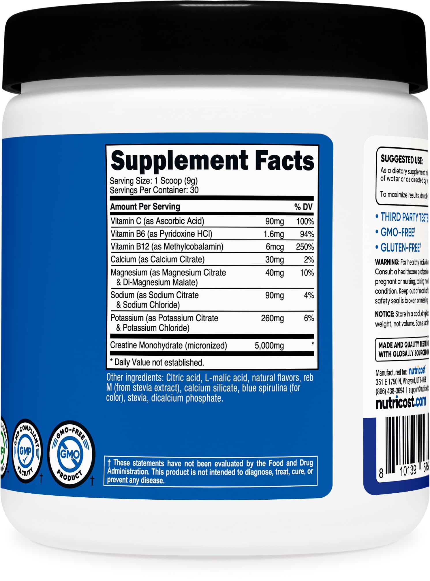 Nutricost product from a GMP and NSF certified facility ensuring quality control.