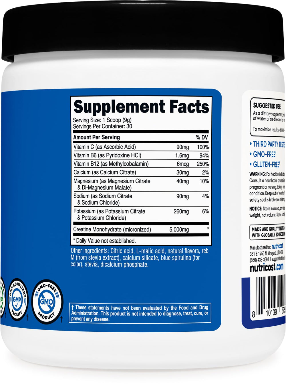 Nutricost product from a GMP and NSF certified facility ensuring quality control.