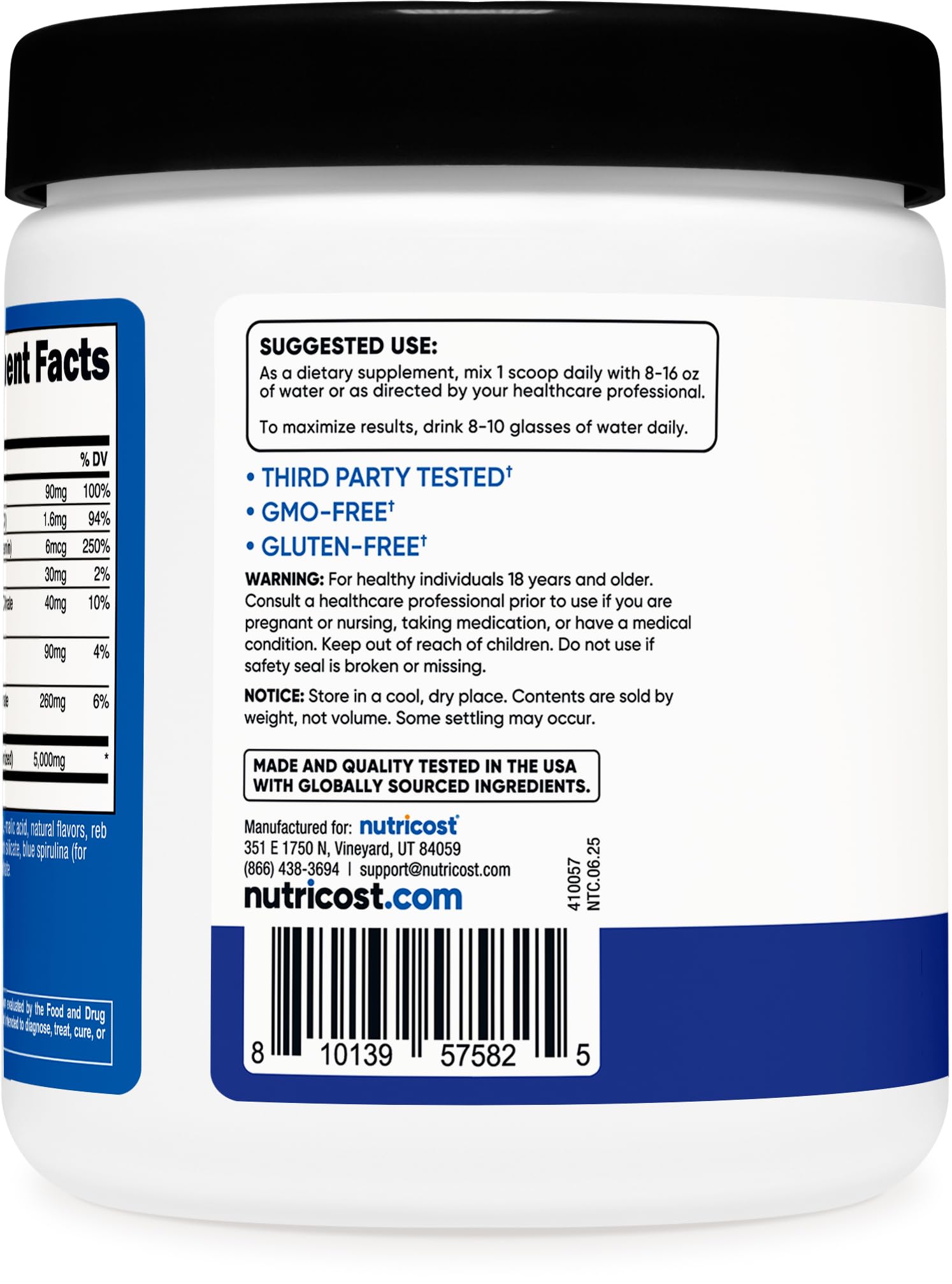 Nutricost hydration mix dissolving quickly in water for easy preparation.