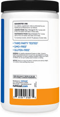Nutricost label close-up highlighting vegan, gluten-free, non-GMO details.