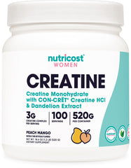Nutricost Creatine Monohydrate Peach Mango bottle ready for workouts