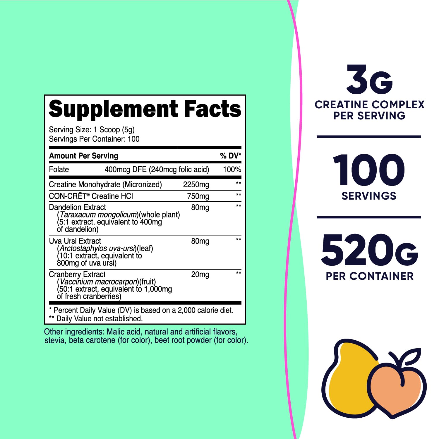 Nutricost Creatine Monohydrate Peach Mango scoop measures a precise 3 g serving