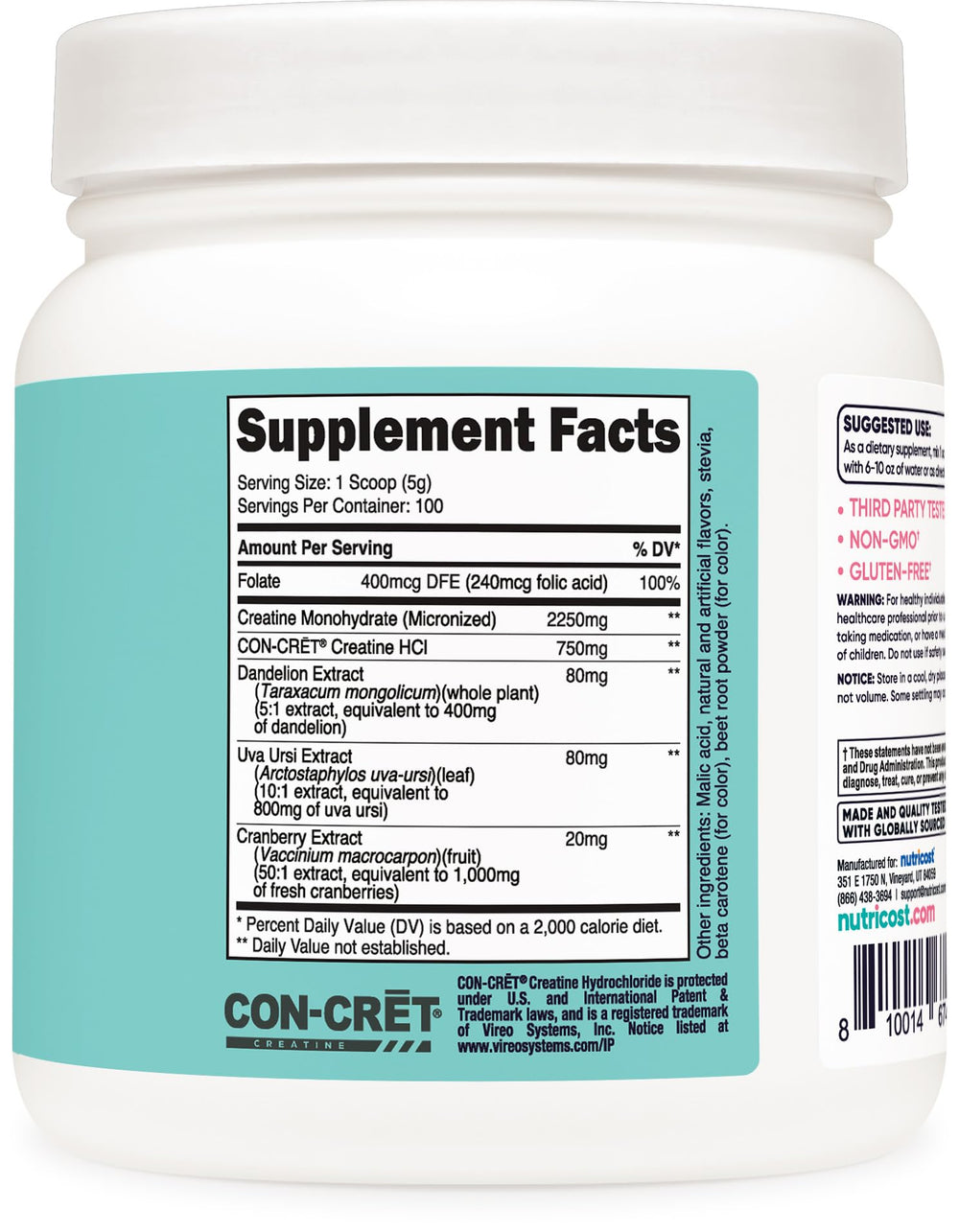 Nutricost Creatine Monohydrate Peach Mango shake with peach hue