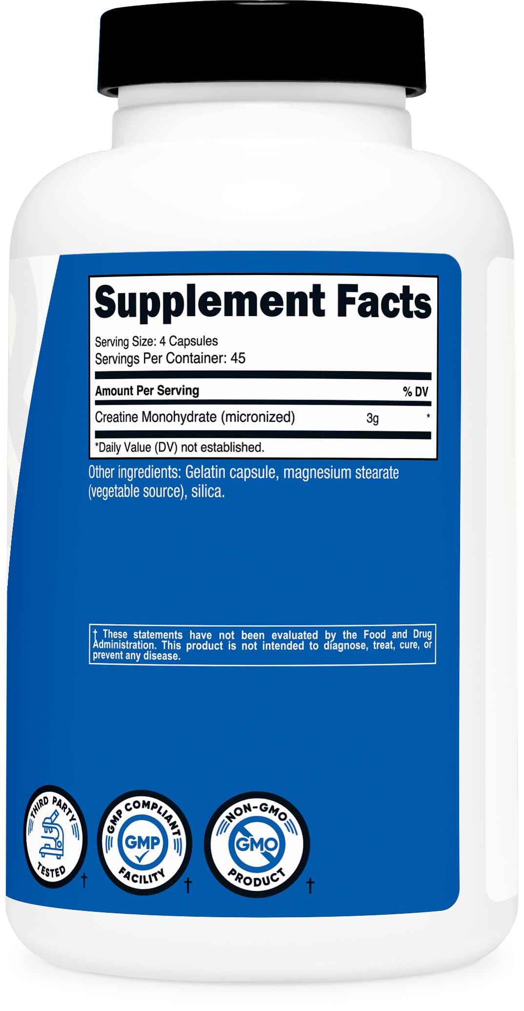 Nutricost Creatine Monohydrate pouring capsules — convenient dosing for shakes or water.