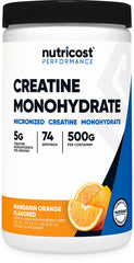 Nutricost Creatine Monohydrate Mandarin Orange bottle ready for daily workouts.