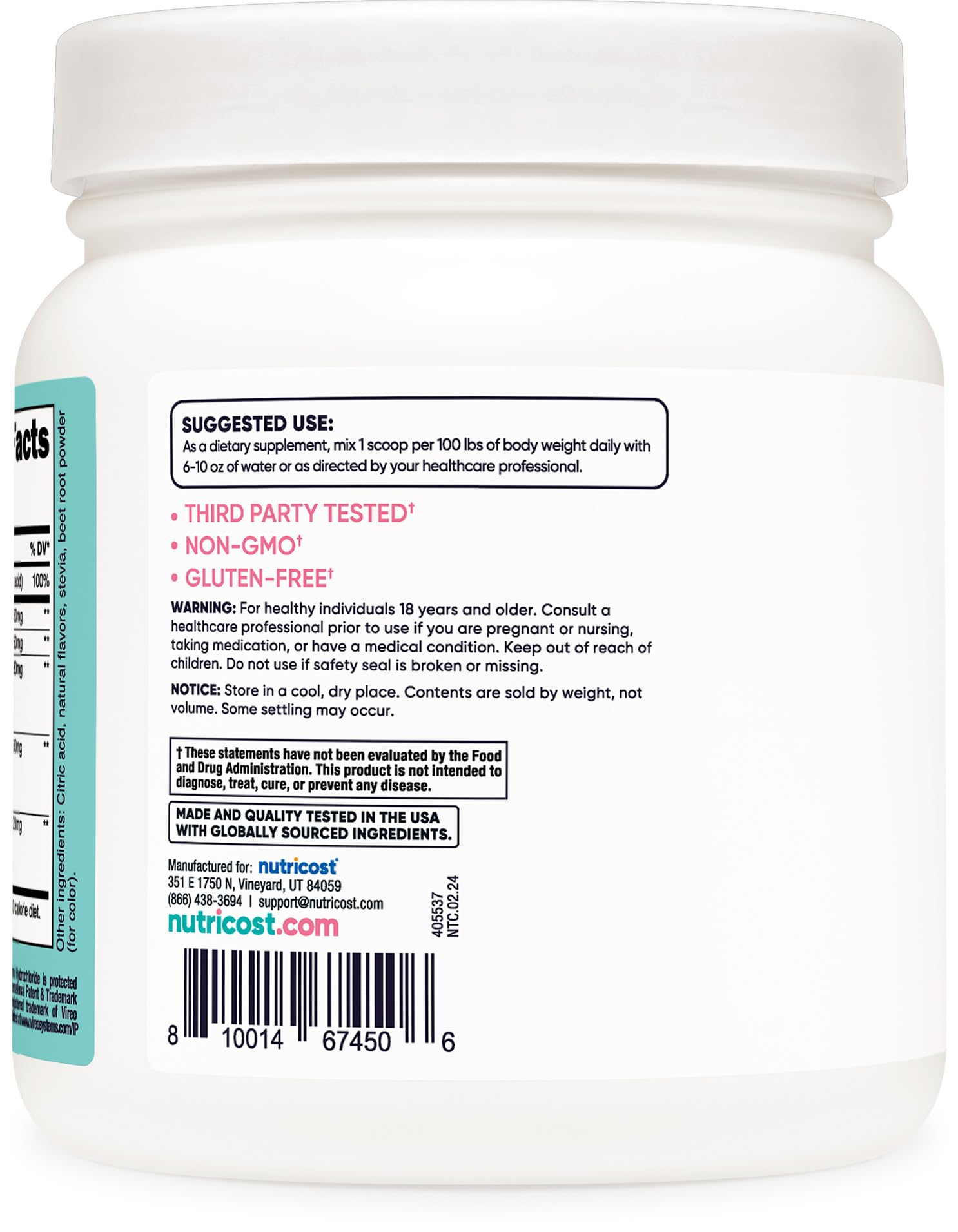 Nutricost Creatine Monohydrate powder with scoop for precise portions