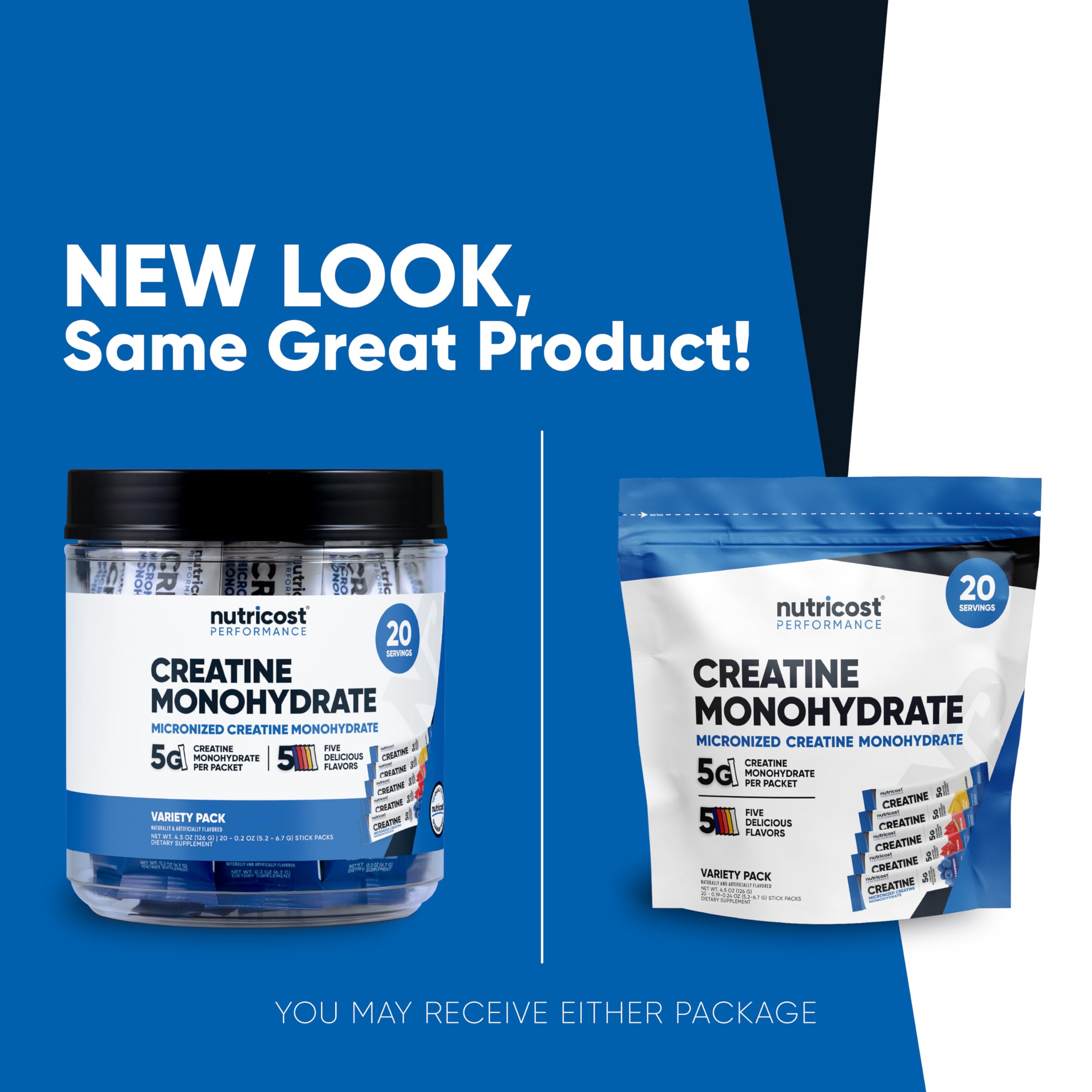 Nutricost Creatine Monohydrate stickpack in watermelon flavor for easy mixing before workouts.