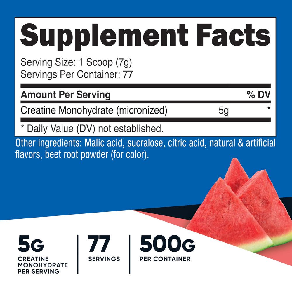 Nutricost Creatine Monohydrate Watermelon scoop with precise 5 g servings.