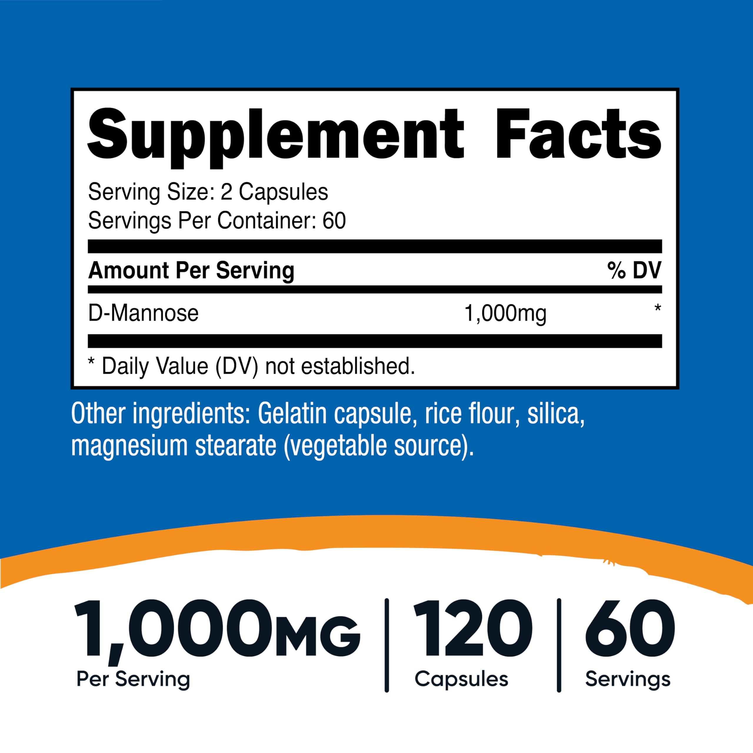 Nutricost D-Mannose bottle with 60 servings for daily routine