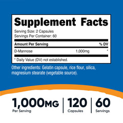 Nutricost D-Mannose bottle with 60 servings for daily routine