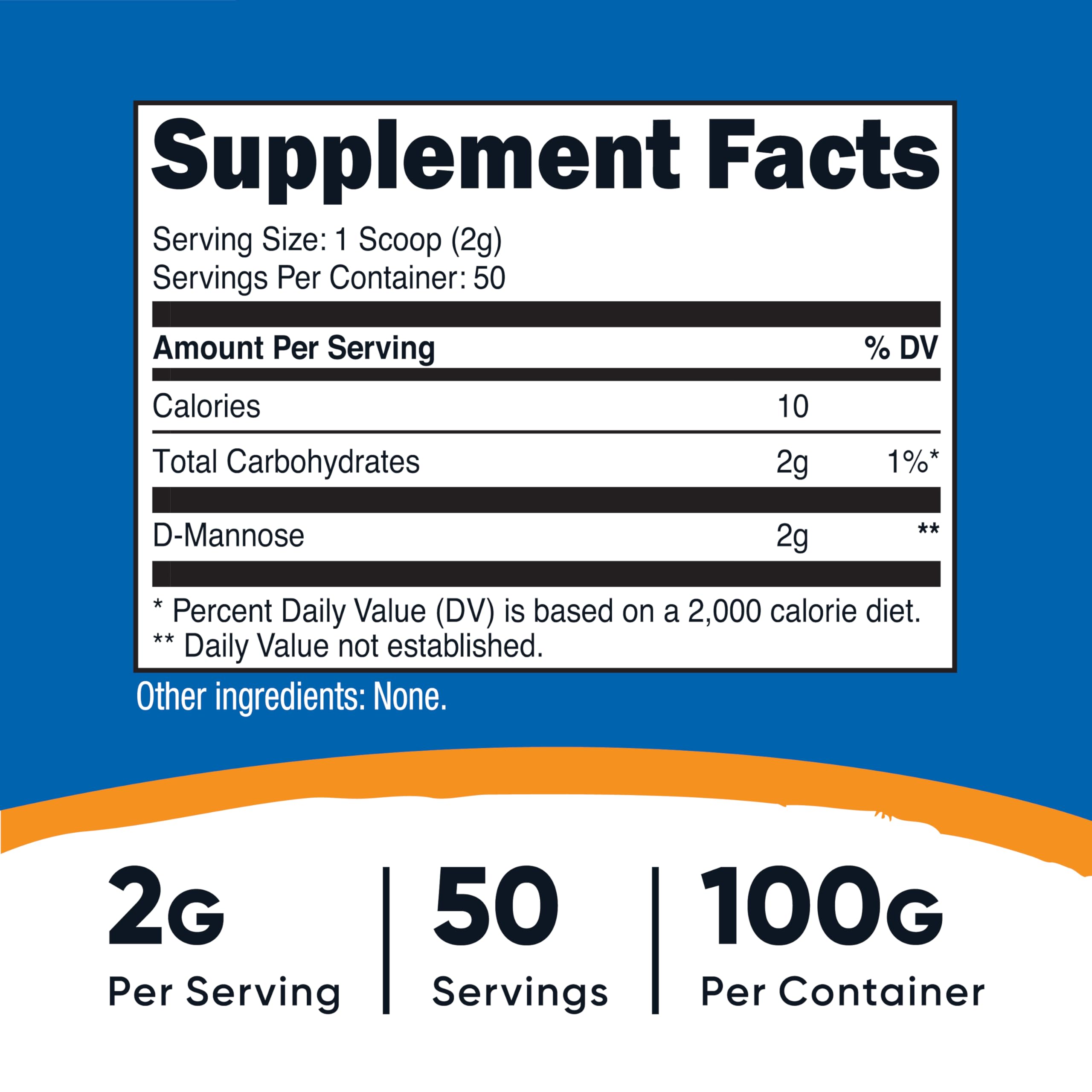 Scoop and dosing of Nutricost D-Mannose powder for precise servings.