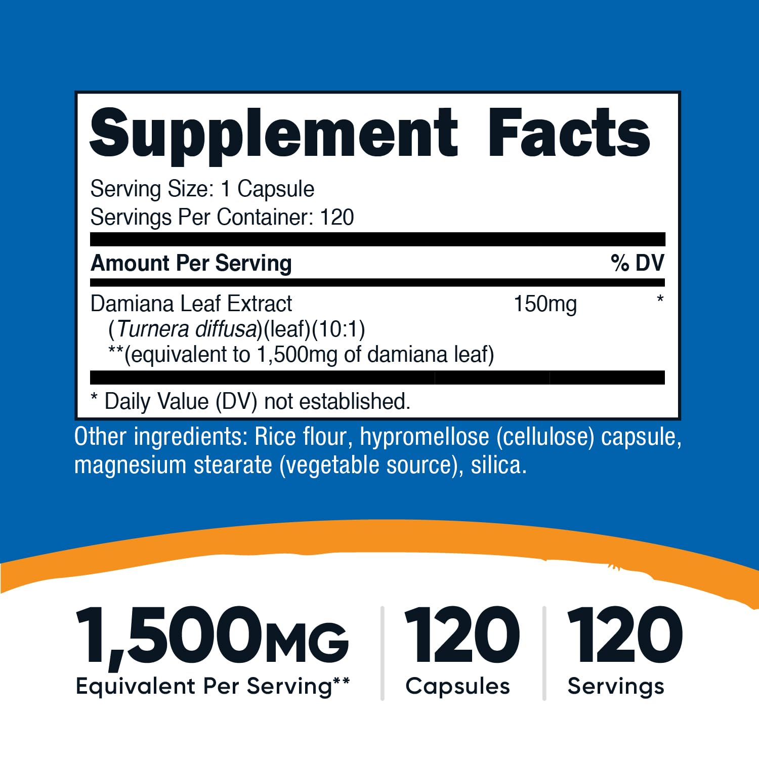 Nutricost Damiana Leaf Capsules side view highlighting vegan formula