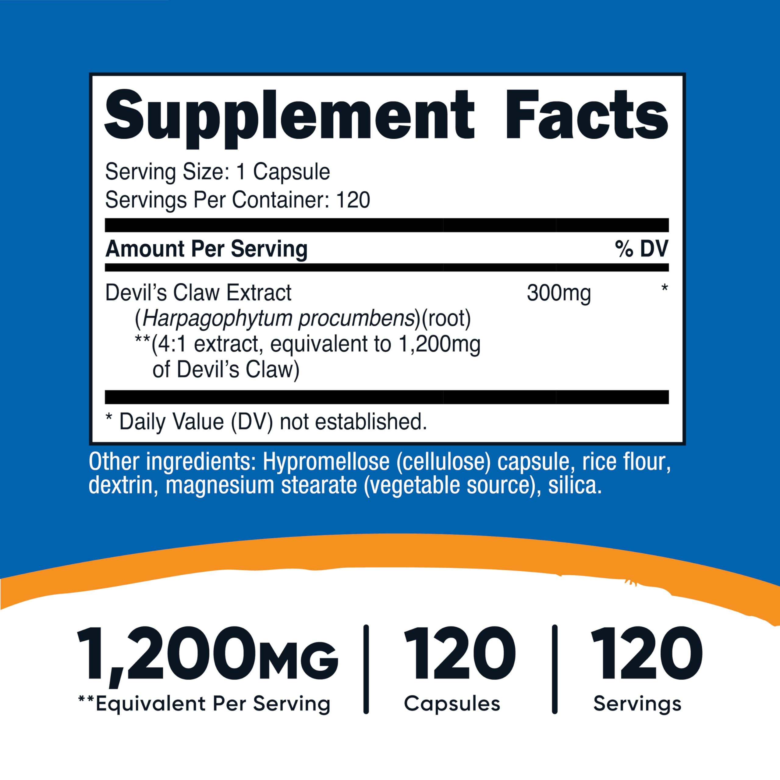 Nutricost Devil's Claw capsules closeup highlighting veggie capsules