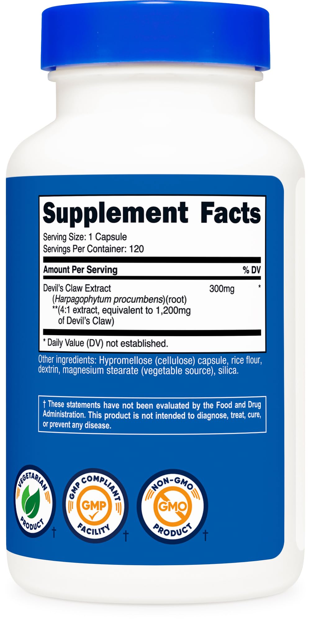 Nutricost Devil's Claw packaging endcap indicating long shelf life