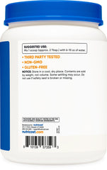 Gluten-free and non-GMO badge on Nutricost Dextrose Powder jar
