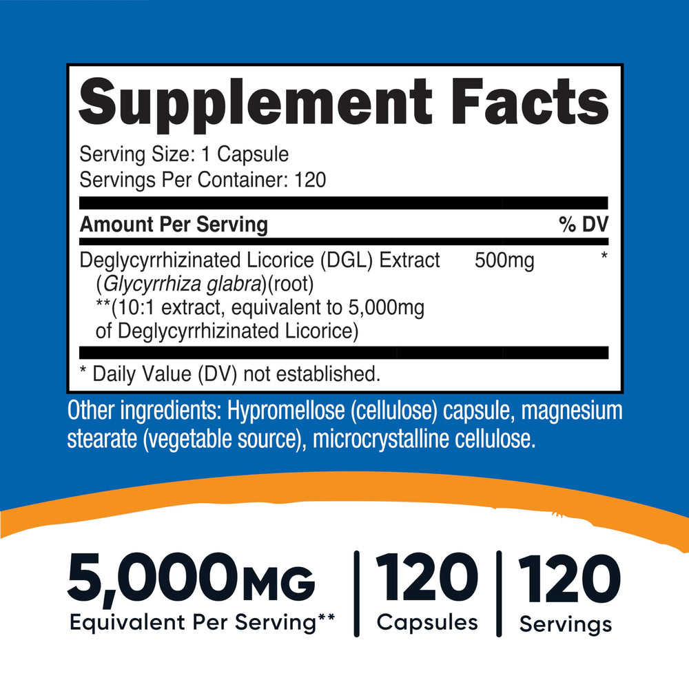 Nutricost DGL capsules pouring for easy daily use