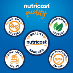 Nutricost DHM capsules close-up showing vegan gluten-free supplement.
