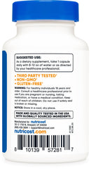 Nutricost DHM capsules packaging emphasizing vegan and non-GMO formula.