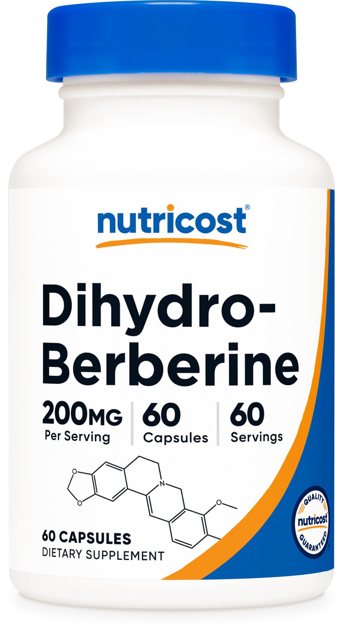 Nutricost dihydroberberine capsules bottle label emphasizes GMP quality and third-party testing