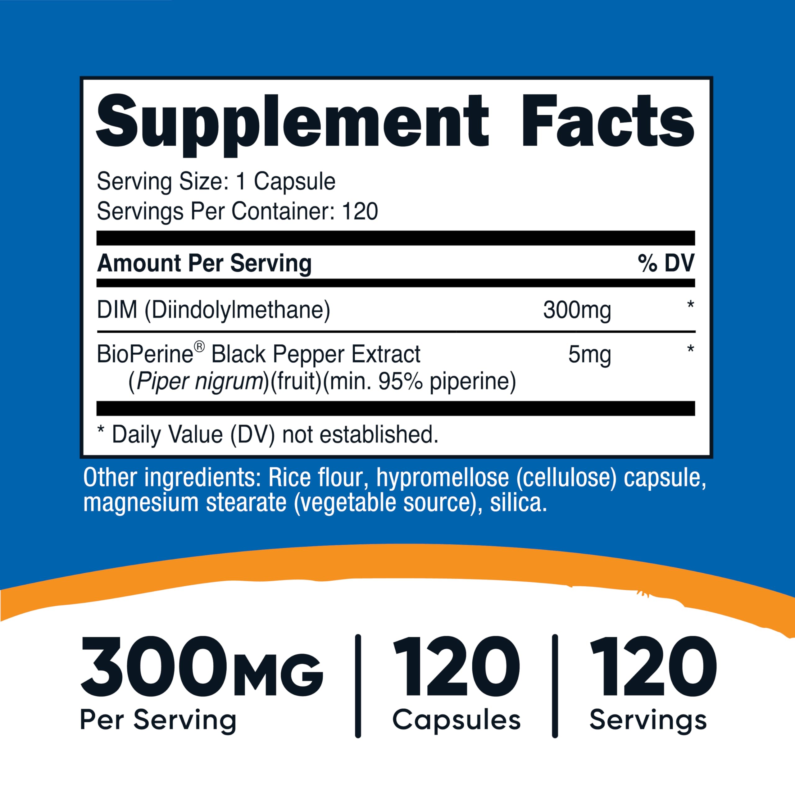 Nutricost DIM capsules close-up highlighting capsule texture and dosage.