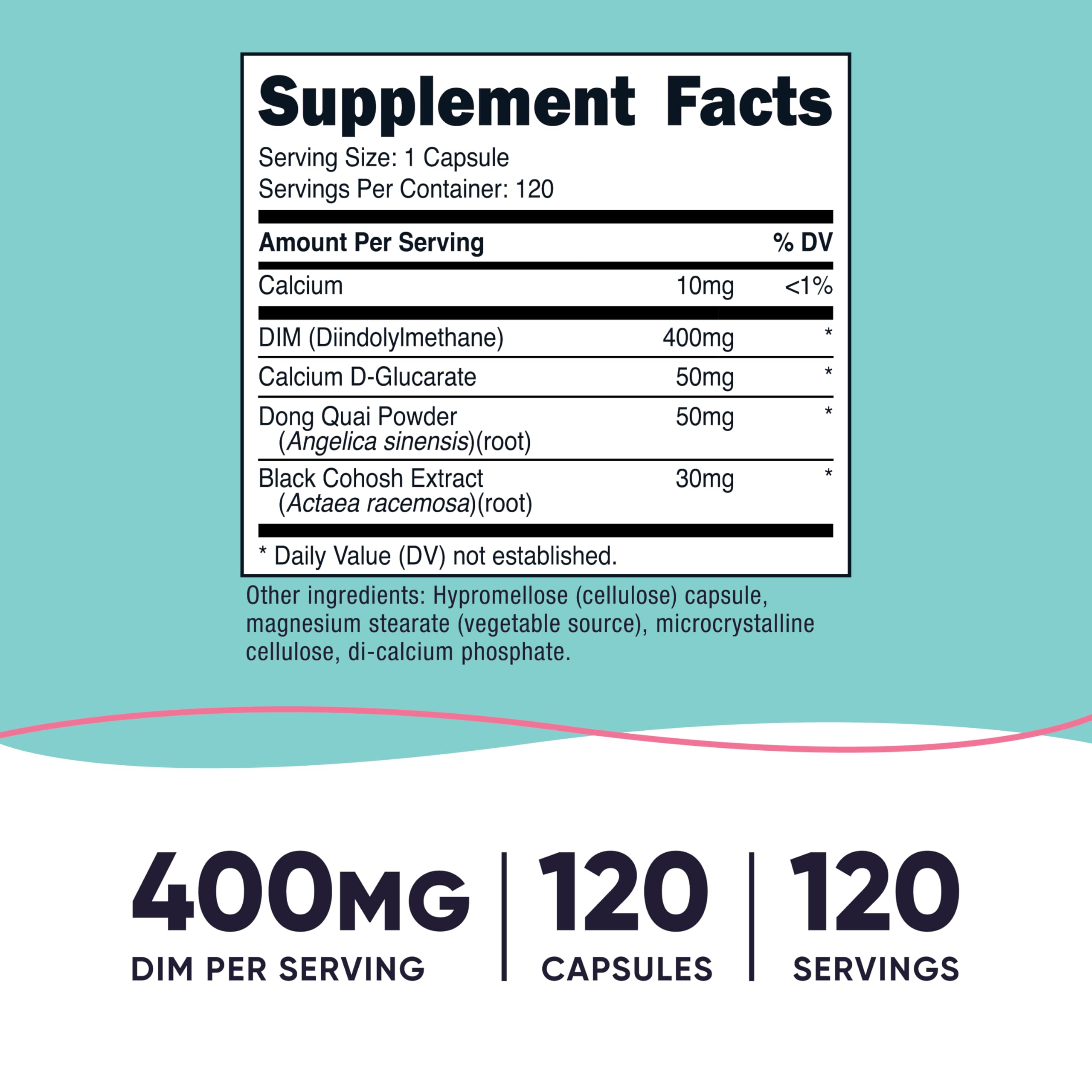 Nutricost DIM ingredients with Dong Quai, Calcium and Black Cohosh