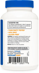 Ingredients label on Nutricost Diosmin with Hesperidin emphasizes vegan and non-GMO formula