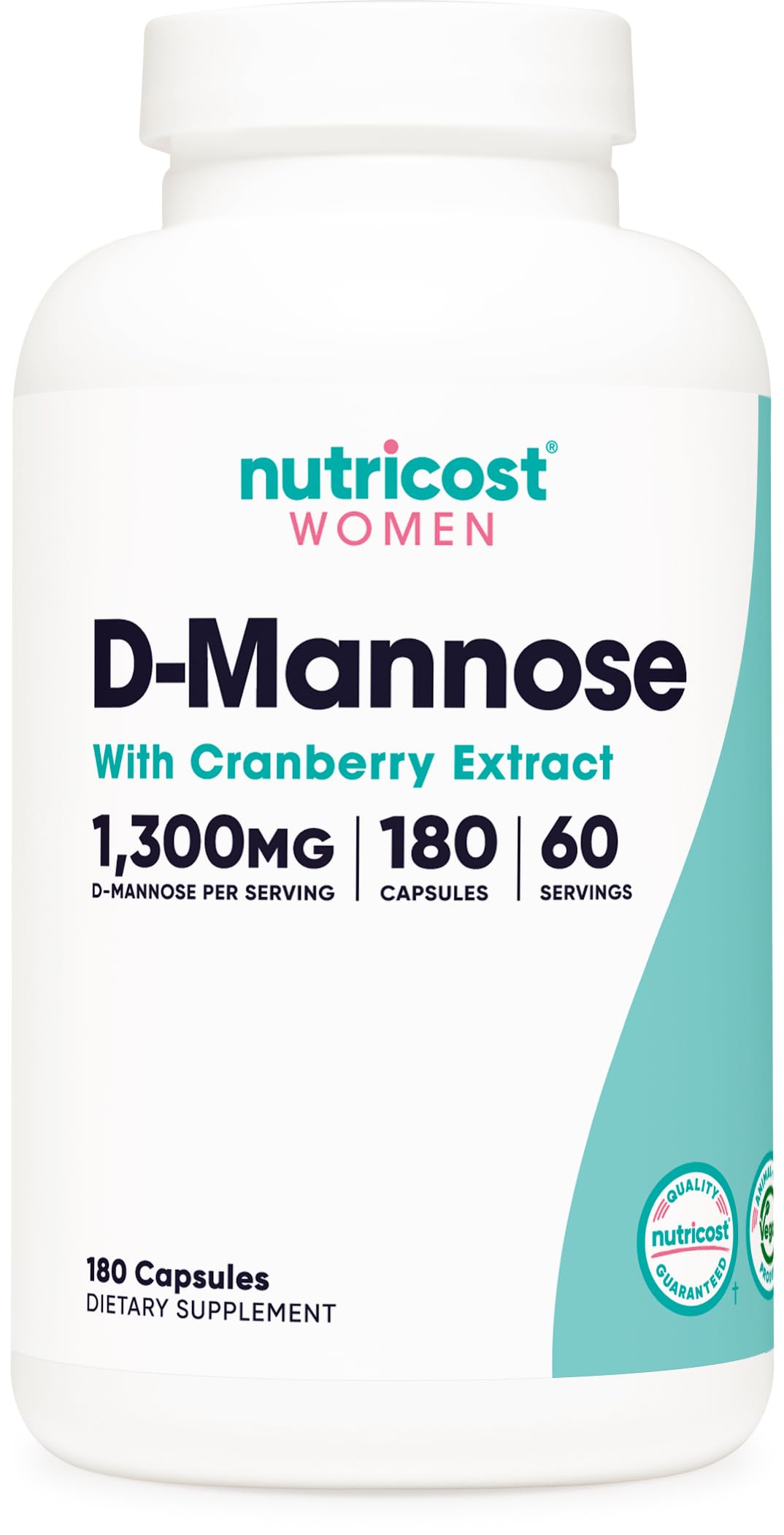 Nutricost D-Mannose cranberry bottle front showing reliable daily supplement for women