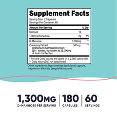 Nutricost D-Mannose cranberry capsules closeup highlighting easy-to-swallow capsules