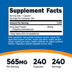 Nutricost Dong Quai: cápsulas vegetarianas fáciles de tragar y dosis de 565 mg