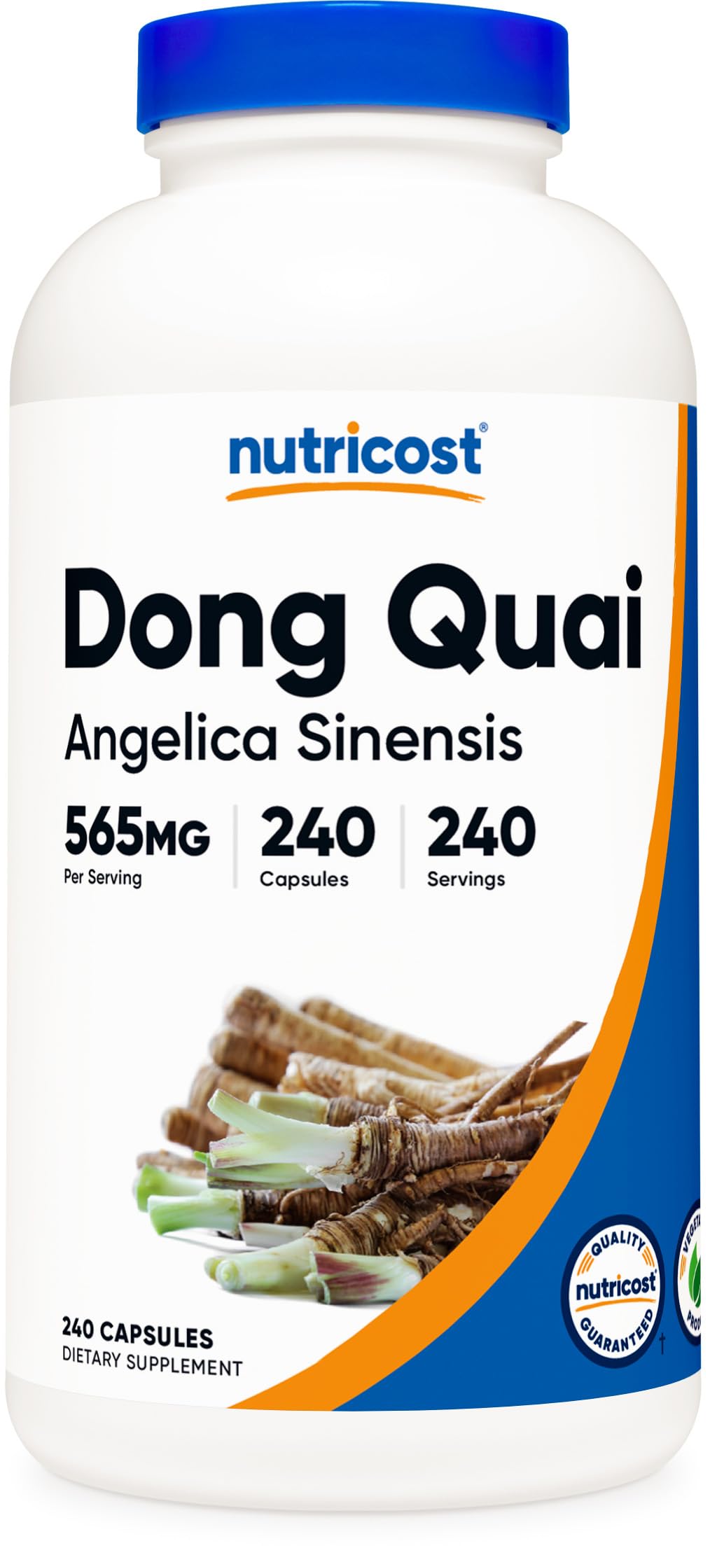 Nutricost Dong Quai: botella con cápsulas de 565 mg para uso diario